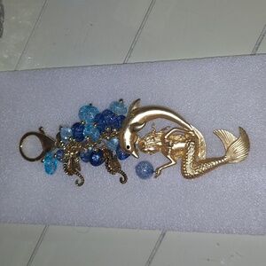 Handmade purse charm mermaid and dolphin